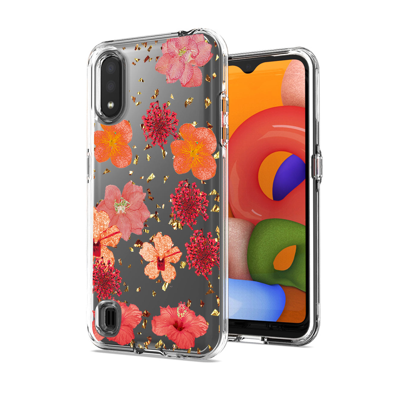 Pressed dried flower Design Phone case for SAMSUNG GALAXY A01 In Red - Crystal Clear & Reliable | CELL DEMAND Official
