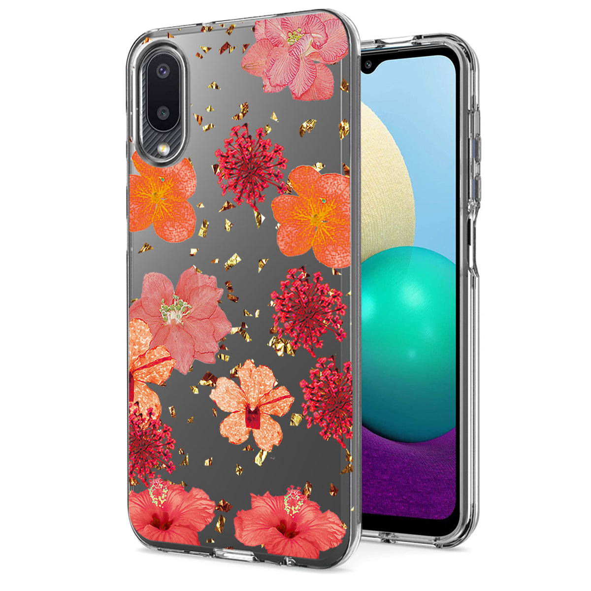 Pressed dried flower Design Phone case for Samsung Galaxy A20 /M02 In Red - Ultra-Slim & Reliable | CELL DEMAND Official