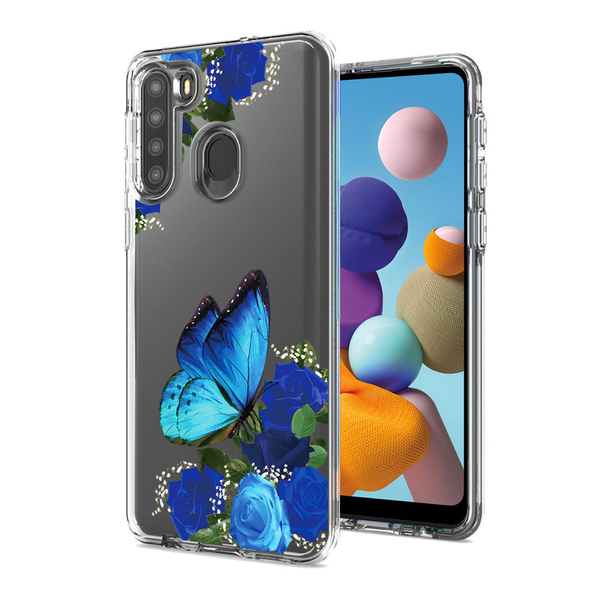 Pressed dried flower Design Phone case for SAMSUNG GALAXY A21 In Blue - Heavy Duty & Reliable | CELL DEMAND Official