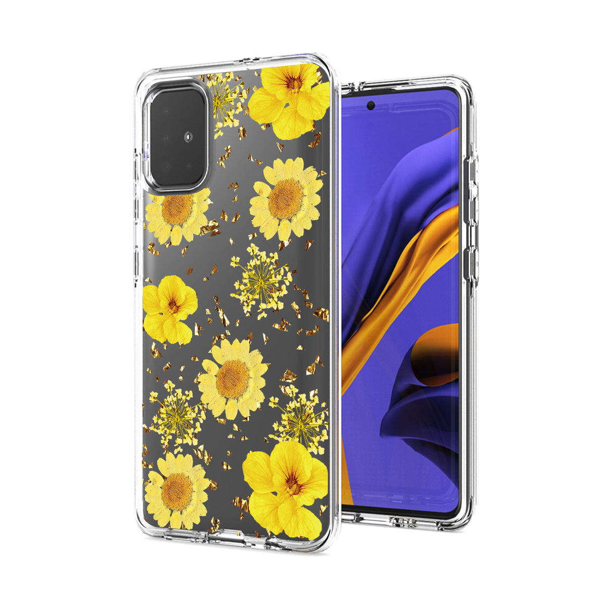 Pressed dried flower Design Phone case for SAMSUNG GALAXY A51 5G In Yellow - Heavy Duty & Reliable | CELL DEMAND Official