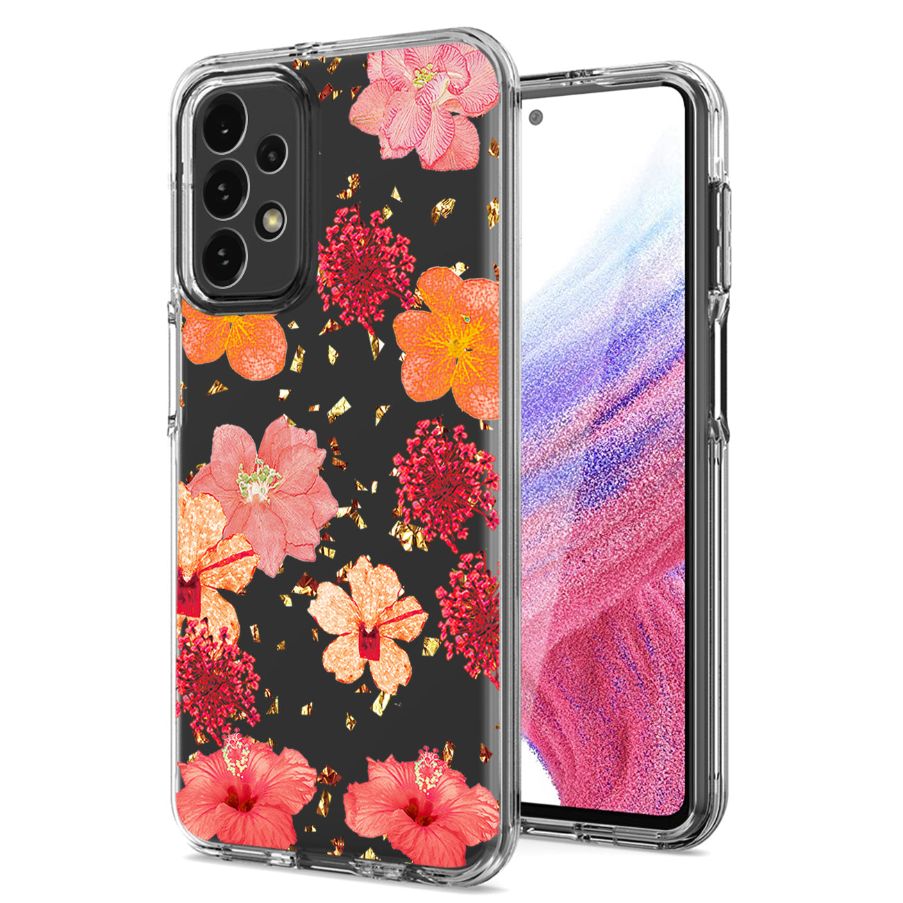 Pressed dried flower Design Phone case For Samsung Galaxy A53 5G In Red - Heavy Duty & Reliable | CELL DEMAND Official