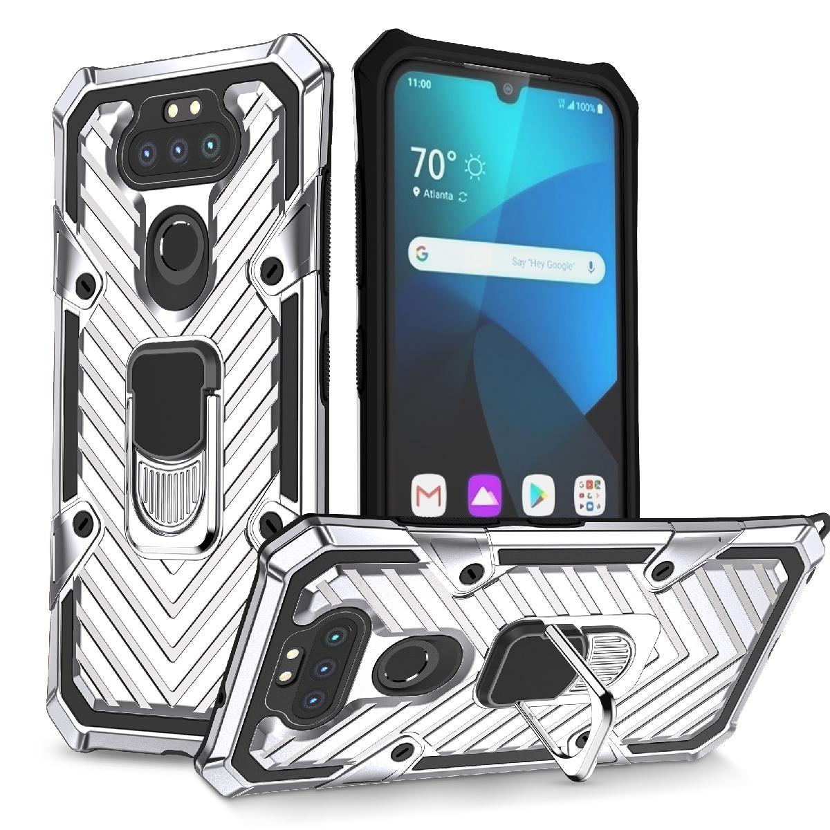Kickstand Anti-Shock And Anti Falling Case for LG ARISTO 5 In Silver - Premium & Reliable | CELL DEMAND Official