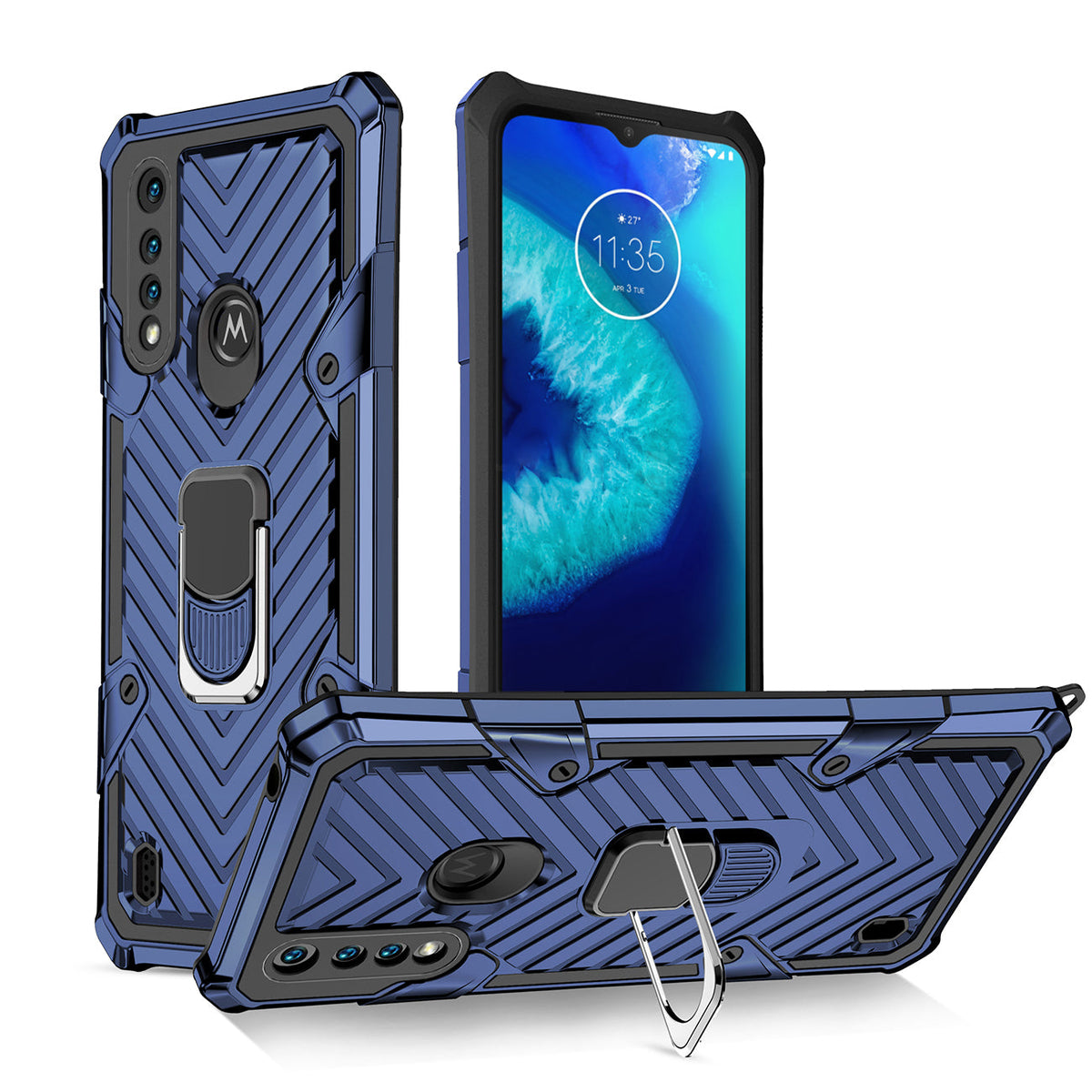 Kickstand Anti-Shock And Anti Falling Case for  Moto G8 Power Lite In Blue - Durable & Reliable | CELL DEMAND Official