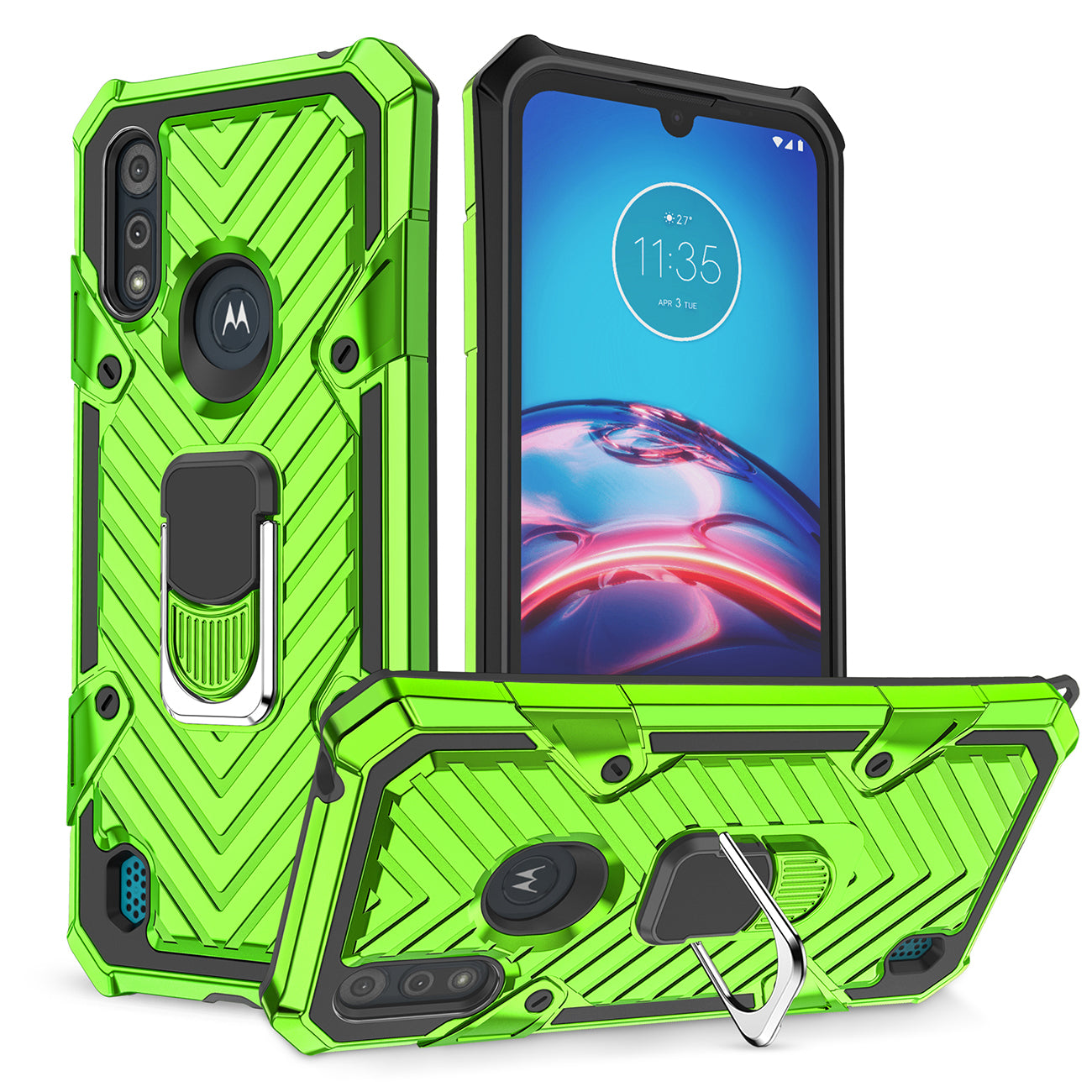 Kickstand Anti-Shock And Anti Falling Case for  Moto E6S In Green - Premium & Reliable | CELL DEMAND Official