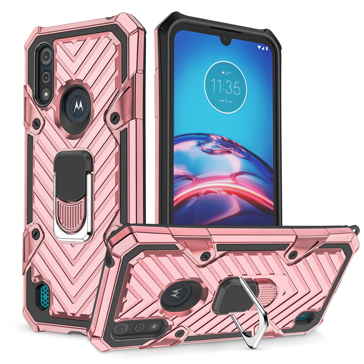 Kickstand Anti-Shock And Anti Falling Case for  Moto E6S In Rose Gold - Ultra-Slim & Reliable | CELL DEMAND Official