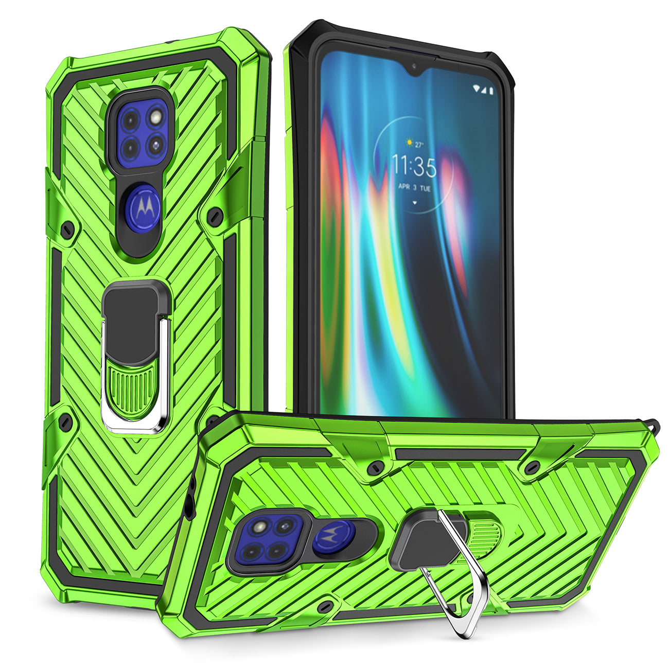Kickstand Anti-Shock And Anti Falling Case for Moto G9/G9 PLAY In Green - Durable & Reliable | CELL DEMAND Official