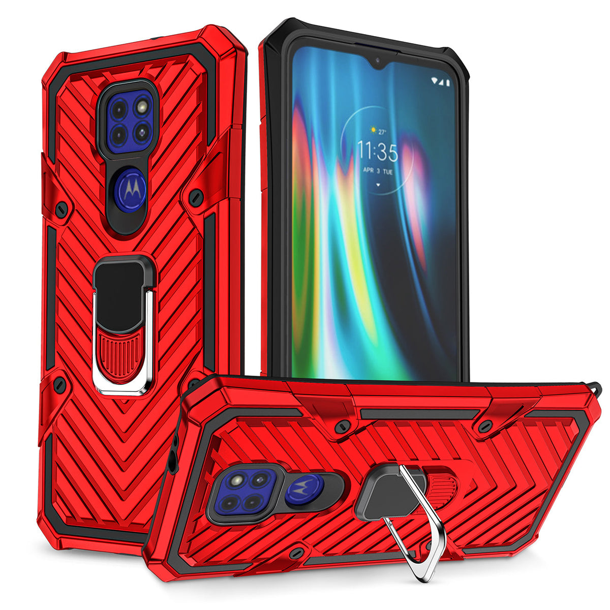 Kickstand Anti-Shock And Anti Falling Case for Moto G9/G9 PLAY In Red - Durable & Reliable | CELL DEMAND Official