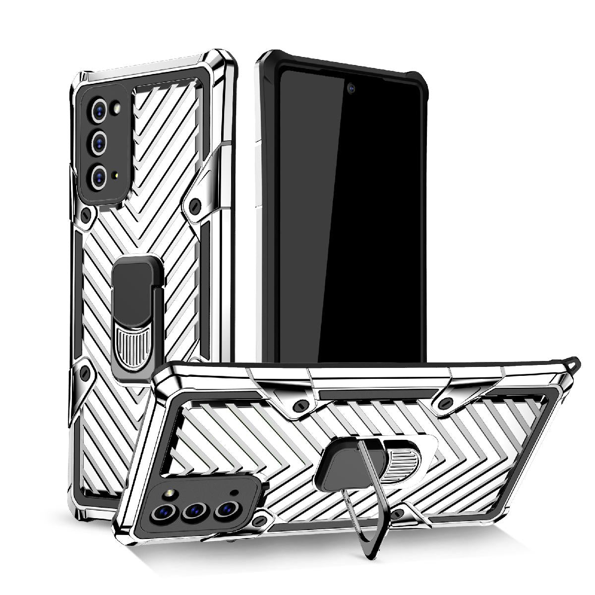 Kickstand Anti-Shock And Anti Falling Case for SAMSUNG GALAXY NOTE 20 In Silver - Heavy Duty & Reliable | CELL DEMAND Official