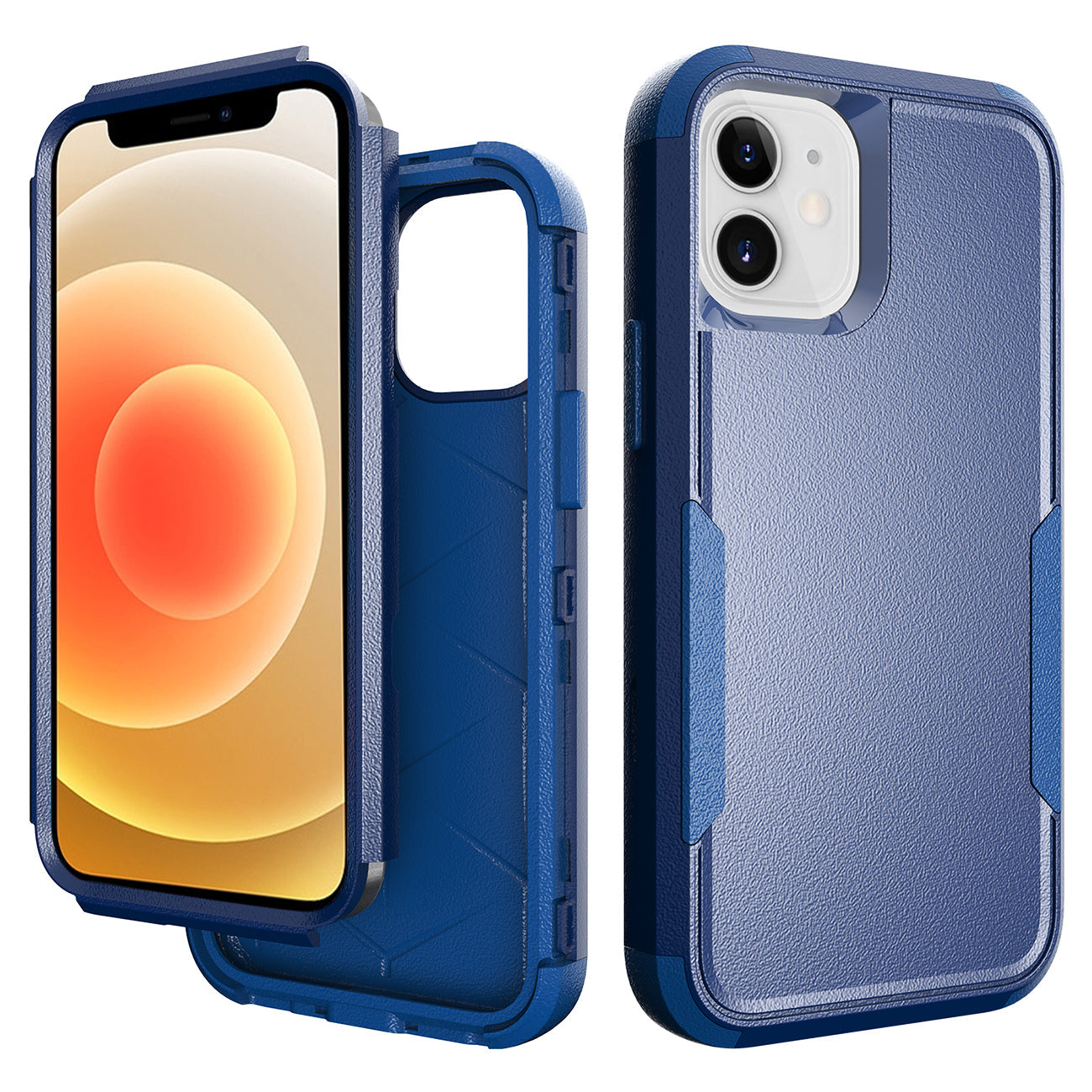 IPHONE 12 MINI Compatible 3in1 Hybrid Heavy Duty Defender Rugged Armor Case For APPLE IPHONE 12 MINI In Navy - Durable Protection by CELL DEMAND