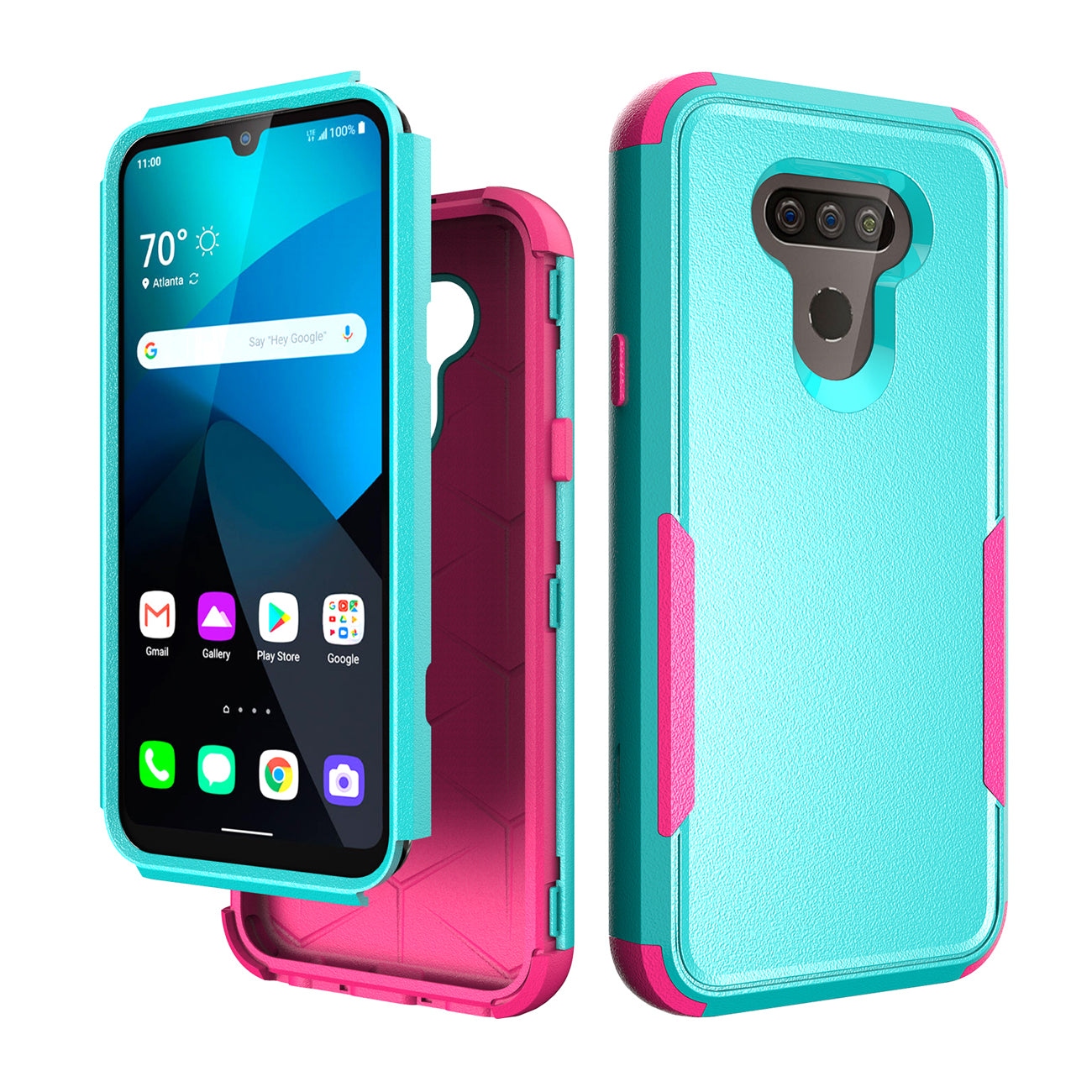 3in1 Hybrid Heavy Duty Defender Rugged Armor Case For LG HARMONY 4 In Green - Crystal Clear & Reliable | CELL DEMAND Official