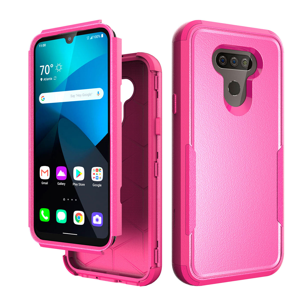 3in1 Hybrid Heavy Duty Defender Rugged Armor Case For LG HARMONY 4 In Hot pink - Durable & Reliable | CELL DEMAND Official