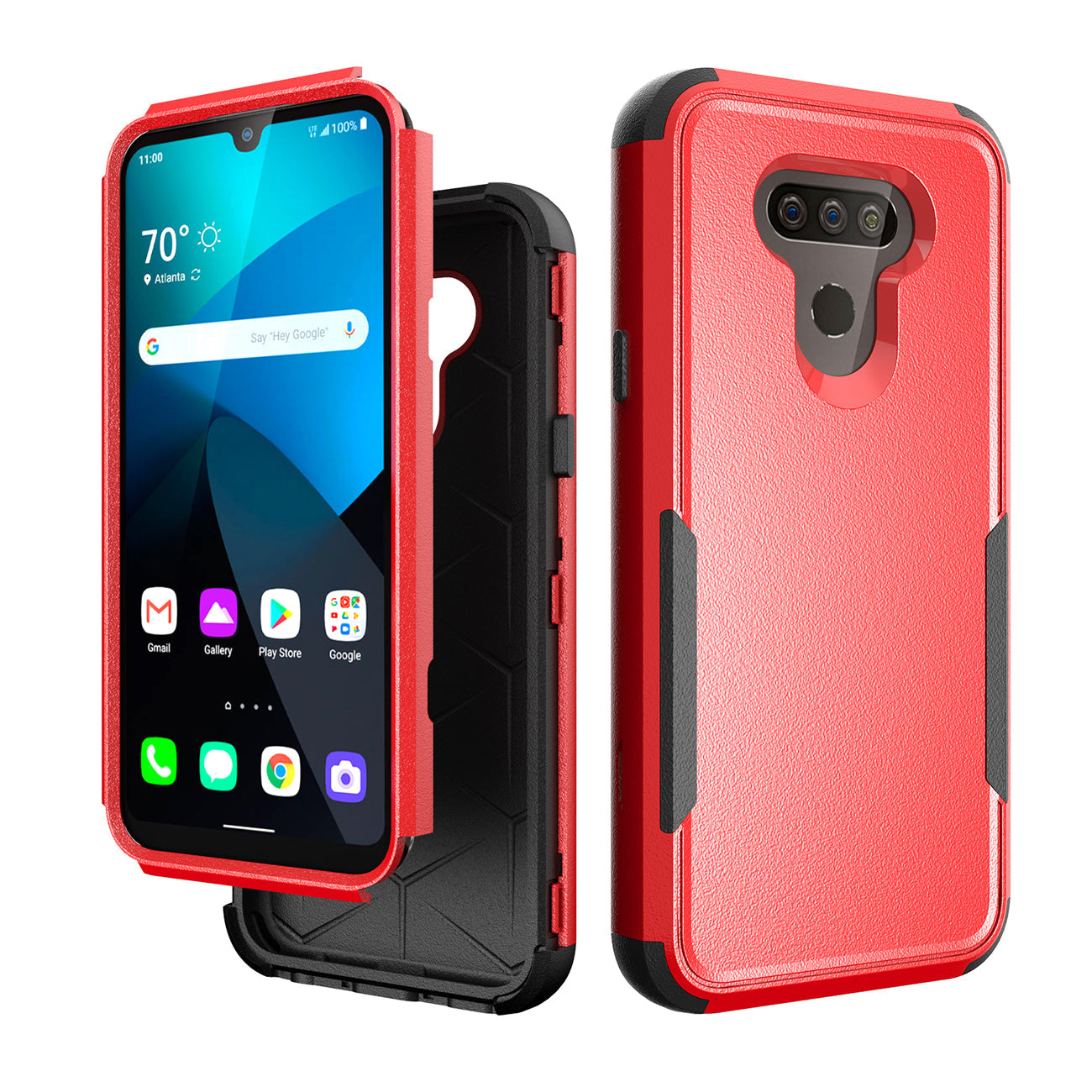 3in1 Hybrid Heavy Duty Defender Rugged Armor Case For LG HARMONY 4 In Red - Premium & Reliable | CELL DEMAND Official
