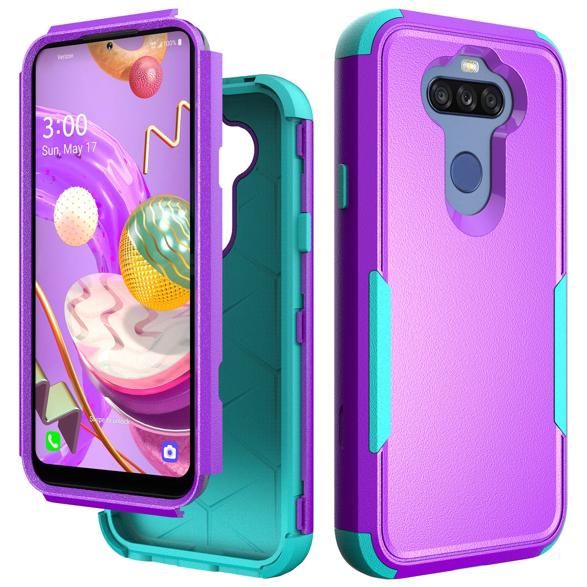 3in1 Hybrid Heavy Duty Defender Rugged Armor Military Grade Protective Case For LG STYLO5 In Purple - Crystal Clear & Reliable | CELL DEMAND Official