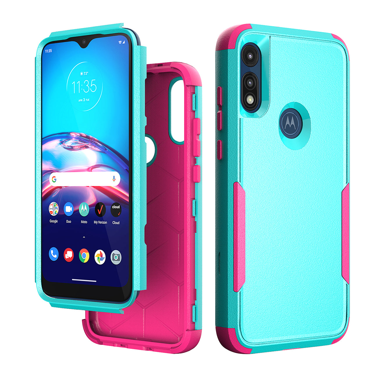 3in1 Hybrid Heavy Duty Defender Rugged Armor Case For MOTOROLA E7 2020 In Green - Premium & Reliable | CELL DEMAND Official