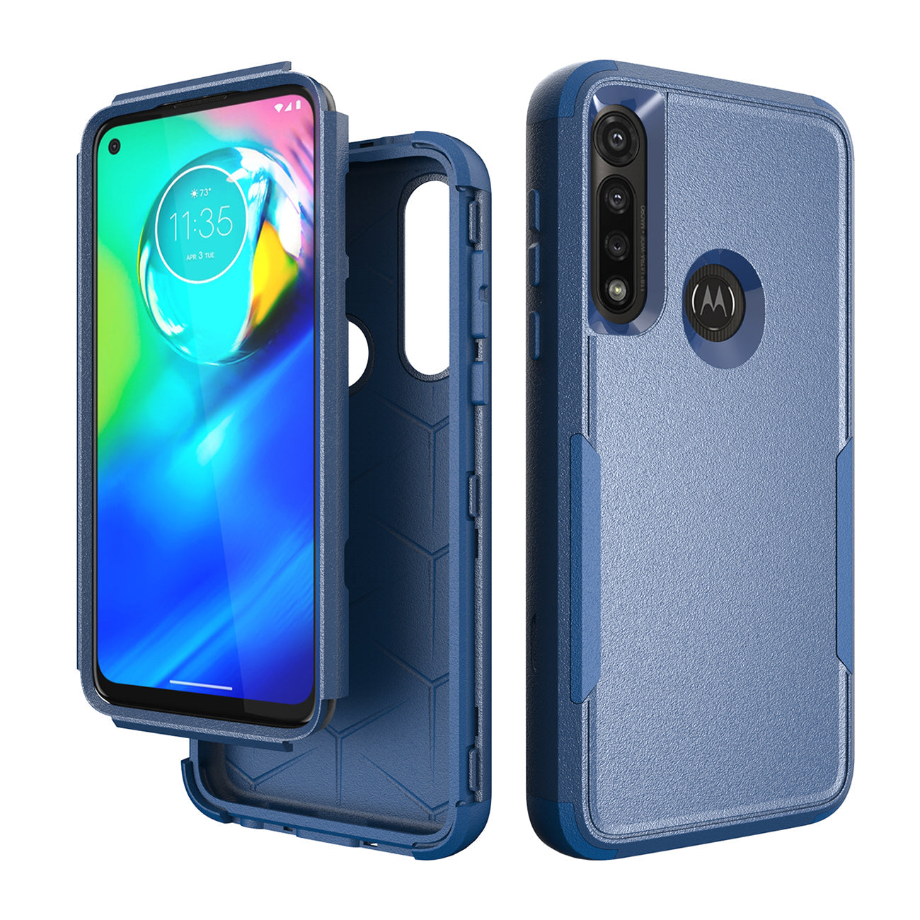 3in1 Hybrid Heavy Duty Defender Rugged Armor Military Grade Case MOTOROLA G POWER 2020 In Blue - Crystal Clear & Reliable | CELL DEMAND Official