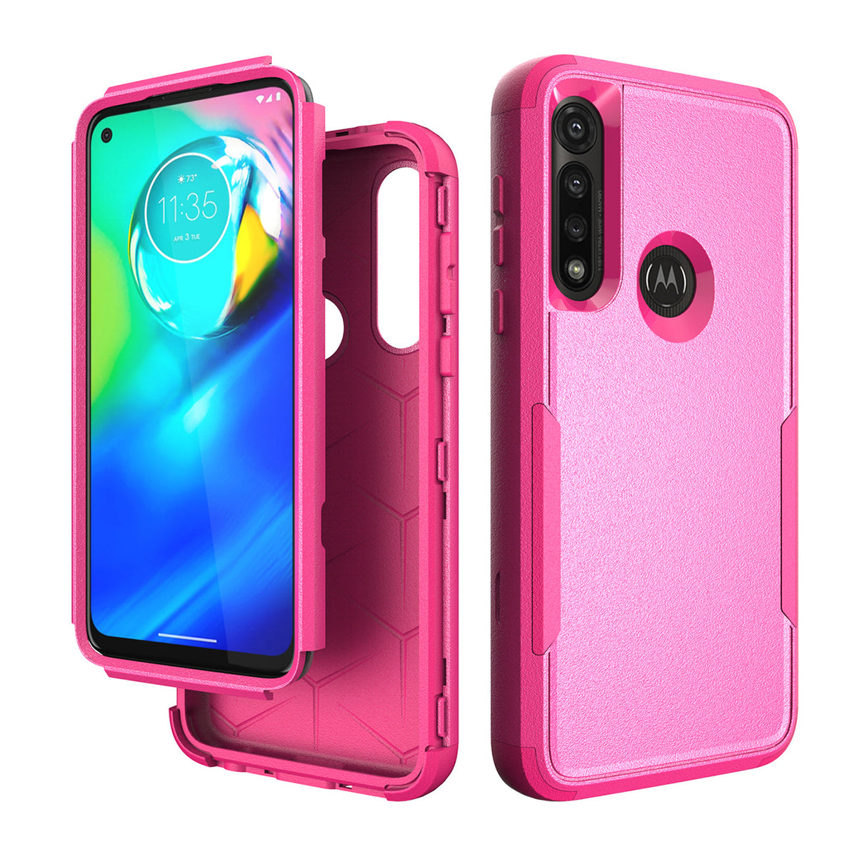 3in1 Hybrid Heavy Duty Defender Rugged Armor Military Grade Case MOTOROLA G POWER 2020 In Hot pink - Ultra-Slim & Reliable | CELL DEMAND Official