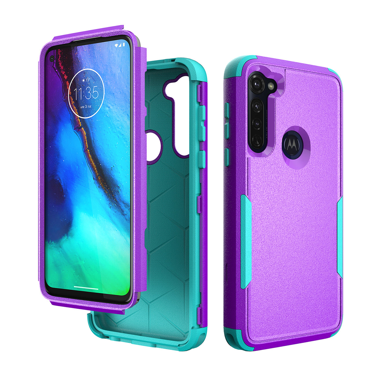 3in1 Hybrid Heavy Duty Defender Rugged Armor Military Grade Case MOTOROLA G STYLUS 2020 In Purple - Heavy Duty & Reliable | CELL DEMAND Official