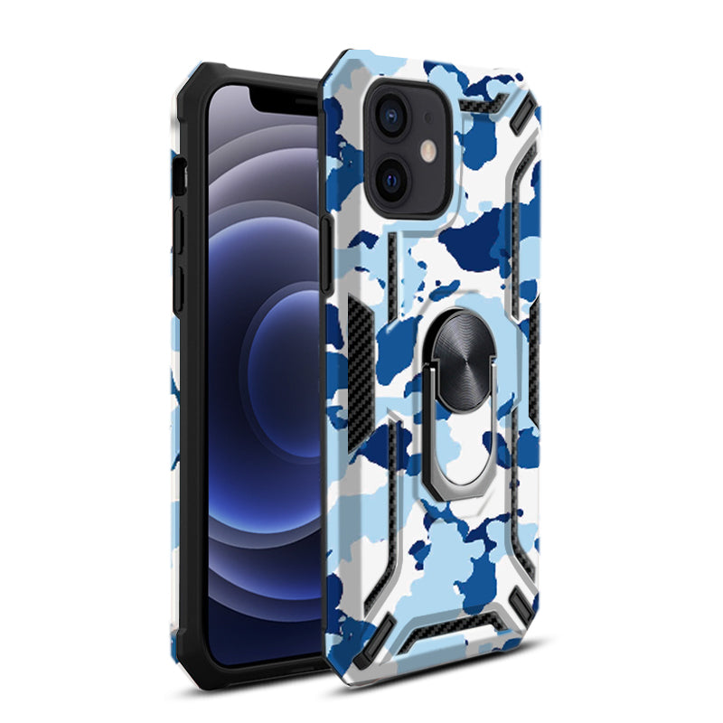 IPHONE 12 MINI Compatible Phone Case with Magnetic Ring Holder For IPHONE 12 MINI In Blue - Durable Protection by CELL DEMAND