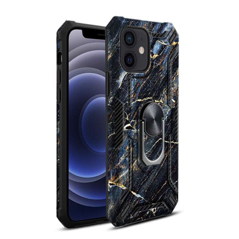 IPHONE 12 MINI Compatible Phone Case with Magnetic Ring Holder For IPHONE 12 MINI In Black - Crystal Clear Protection by CELL DEMAND