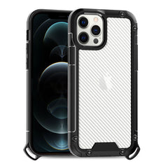 iPhone 12 Pro Compatible Shockproof PC Bumper Case With Carbon Fiber Pattern In Black For iPhone 12 Pro Max - Heavy Duty Protection by CELL DEMAND