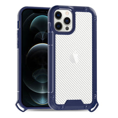 iPhone 12 Pro Compatible Shockproof PC Bumper Case With Carbon Fiber Pattern In Navy For iPhone 12 Pro Max - Premium Protection by CELL DEMAND