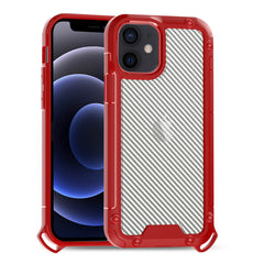 iPhone 12 Mini Compatible Shockproof PC Bumper Case With Carbon Fiber Pattern In Red For iPhone 12 Mini - Ultra-Slim Protection by CELL DEMAND