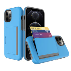 iPhone 12 Pro Compatible TPU PC Hybrid 2-in-1 Flip Card Holder Phone Case for Apple iPhone 12 Pro Max In Blue - Durable Protection by CELL DEMAND