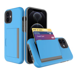 iPhone 12 Mini Compatible TPU PC Hybrid 2-in-1 Flip Card Holder Phone Case for Apple iPhone 12 Mini In Blue - Crystal Clear Protection by CELL DEMAND