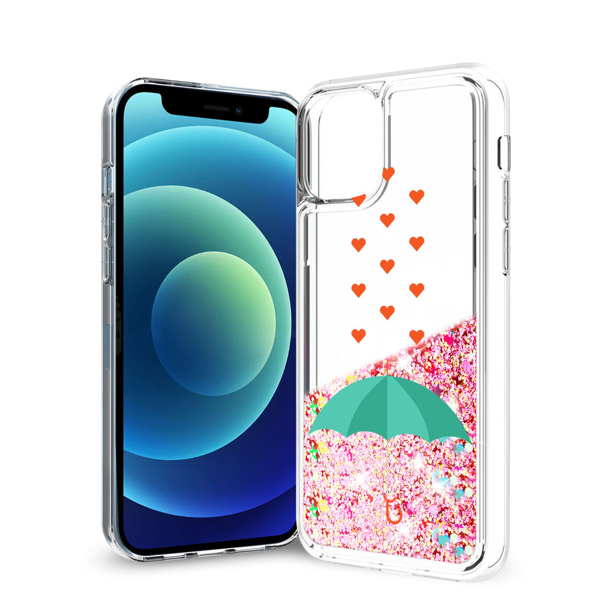iPhone 12 Mini Glitter Case Moving Quicksand Rainbow Umbrella - Durable & Reliable | CELL DEMAND Official