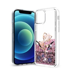 iPhone 12 Mini Glitter Case Moving Quicksand Rainbow Floral - Heavy Duty & Reliable | CELL DEMAND Official