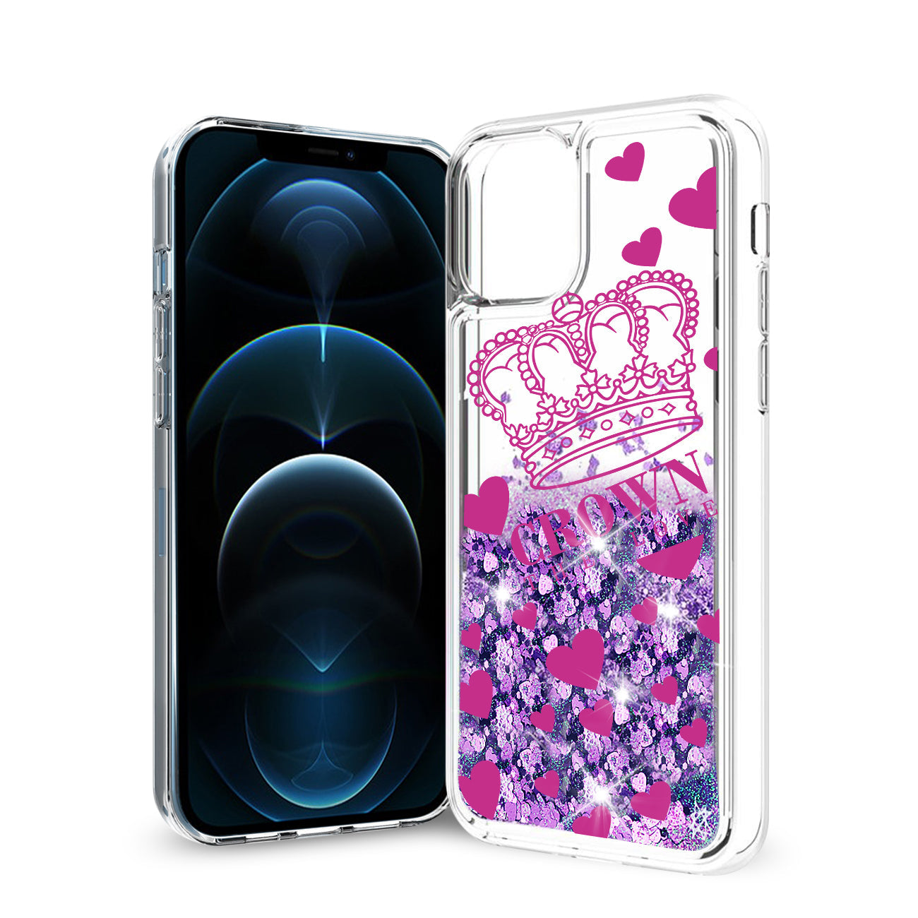 iPhone 12 / 12 Pro Glitter Case Moving Quicksand Purple Crown - Ultra-Slim & Reliable | CELL DEMAND Official