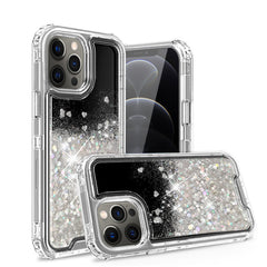 IPHONE 12 Compatible Glitter Case Moving Quicksand In BlackAPPLE IPHONE 12/IPHONE 12 PRO In Clear - Premium Protection by CELL DEMAND