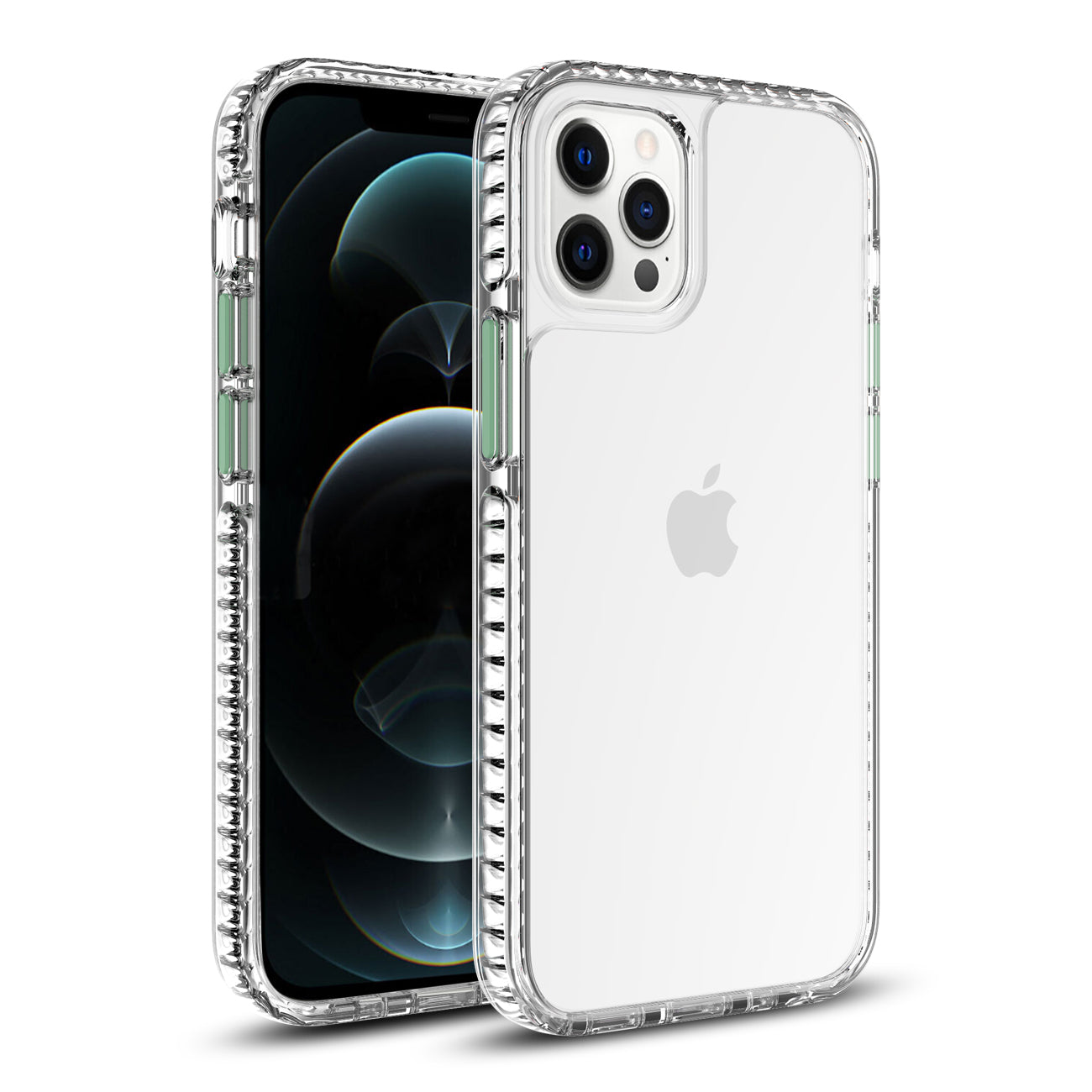 IPHONE 12 Compatible TPU Bumper Shockproof Case With Embedded Coil In BlackAPPLE IPHONE 12/IPHONE 12 PRO In Clear Green - Premium Protection by CELL DEMAND