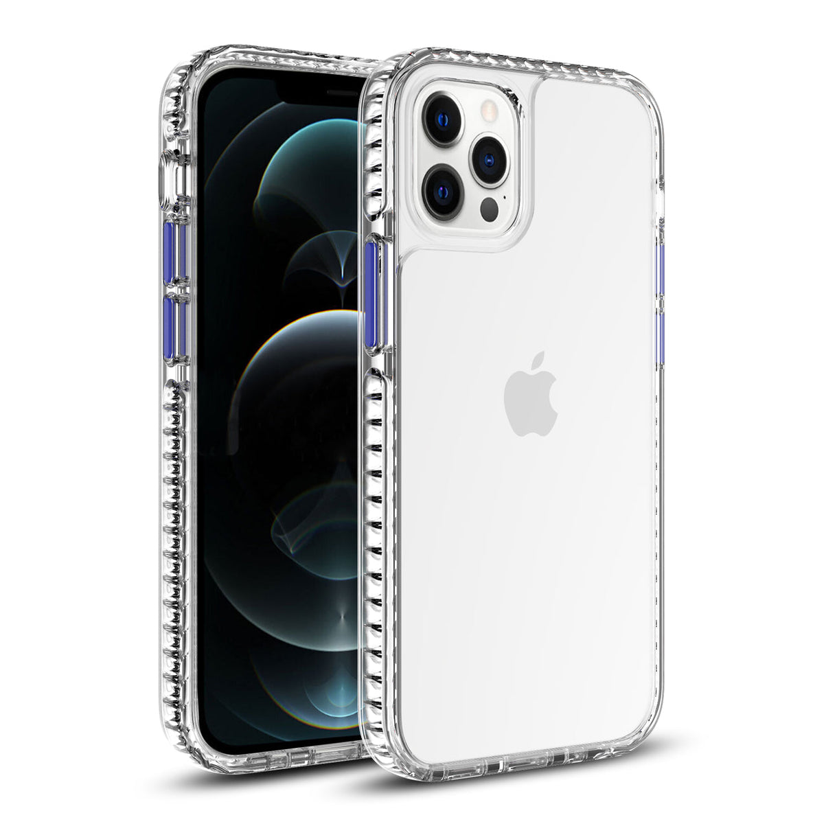 IPHONE 12 Compatible TPU Bumper Shockproof Case With Embedded Coil In BlackAPPLE IPHONE 12/IPHONE 12 PRO In Clear Navy - Durable Protection by CELL DEMAND