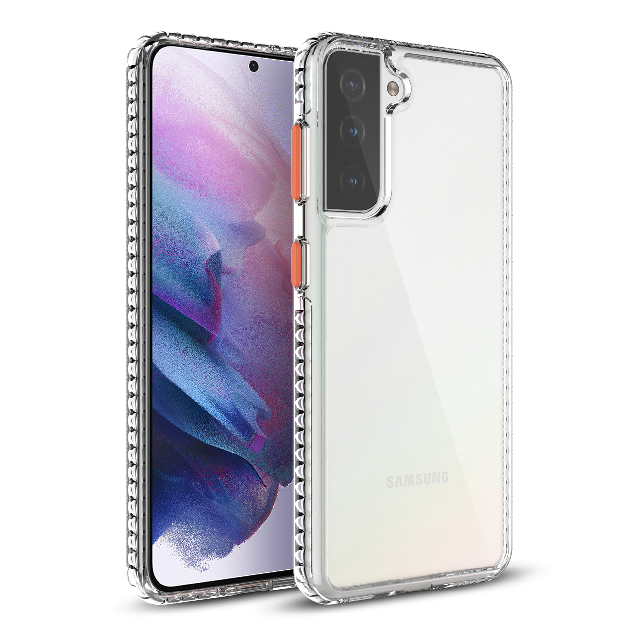 TPU Bumper Shockproof Case With Embedded Coil In BlackSAMSUNG GALAXY S21/S30 In Clear Orange - Shockproof & Reliable | CELL DEMAND Official