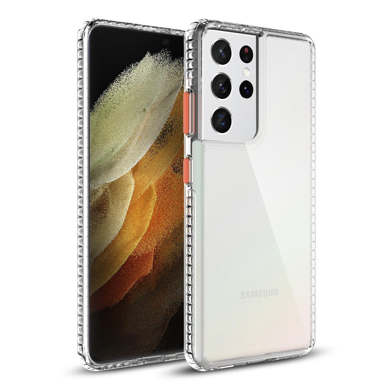 TPU Bumper Shockproof Case With Embedded Coil In BlackSAMSUNG GALAXY S21/S30 ULTRA In Clear Orange - Ultra-Slim & Reliable | CELL DEMAND Official