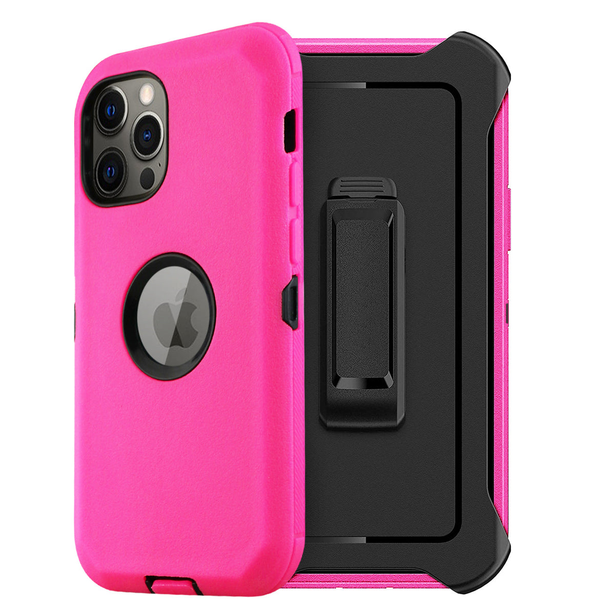 IPHONE 12 Compatible Multilayer Full Protection with Built-In Screen Protector CaseAPPLE IPHONE 12/IPHONE 12 PRO In Hot Pink - Premium Protection by CELL DEMAND
