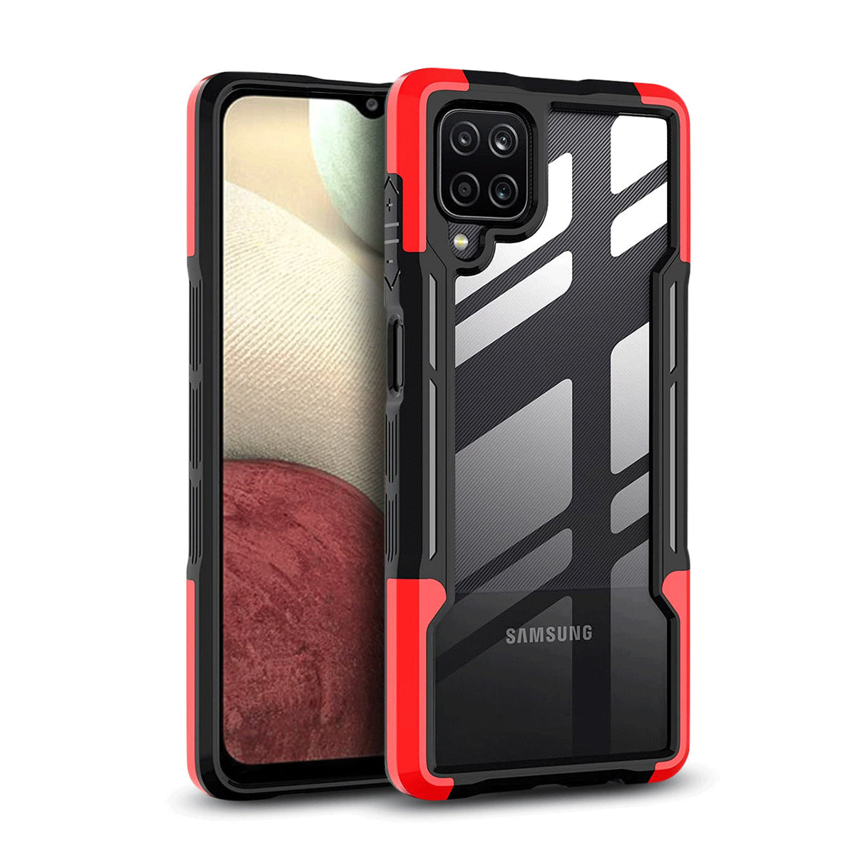 Shockproof Excellent Grip with Silky Feeling for Samsung A12 5G In Red - Crystal Clear & Reliable | CELL DEMAND Official