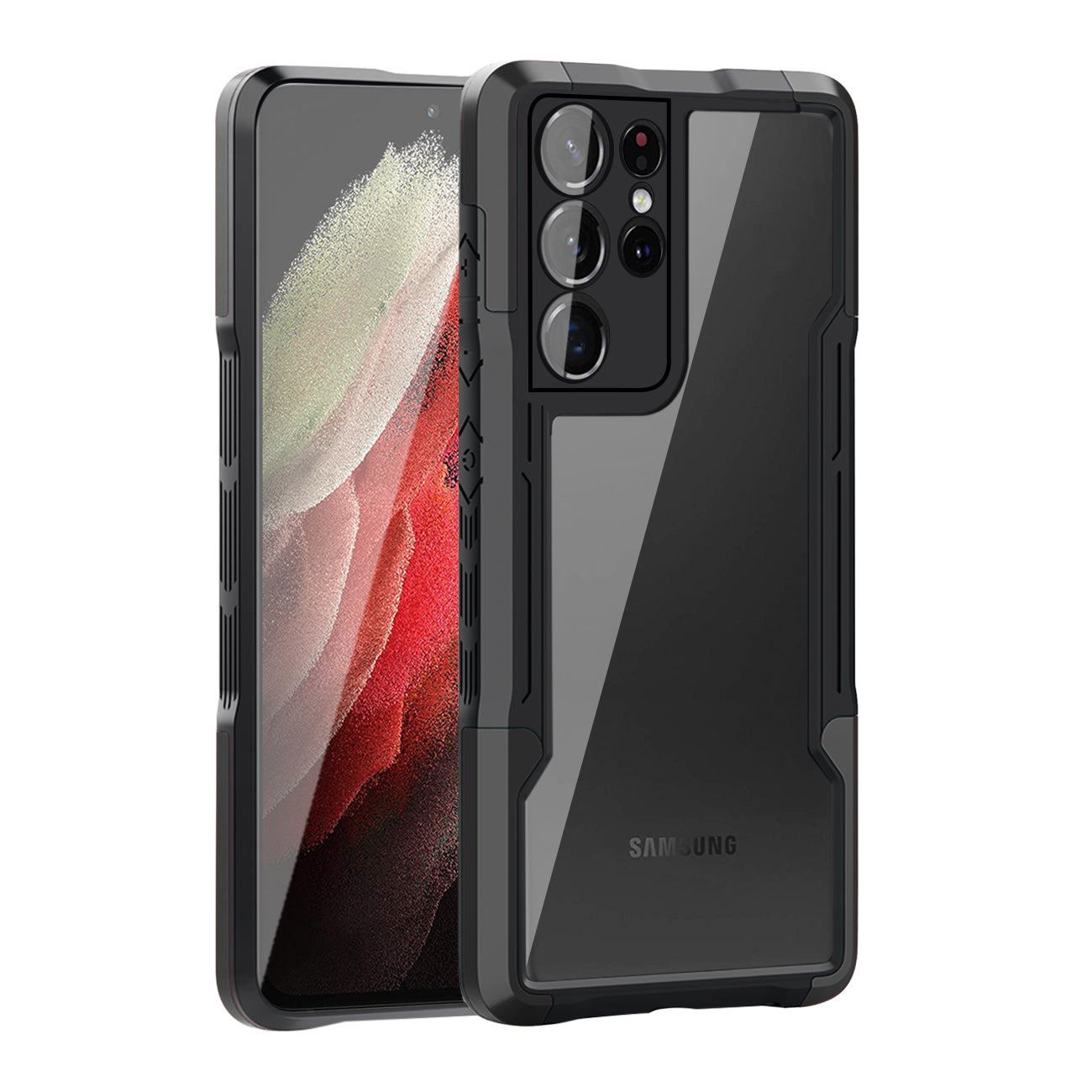 Shockproof Excellent Grip with Silky Feeling for Samsung Galaxy S21 Ultra In Black - Shockproof & Reliable | CELL DEMAND Official
