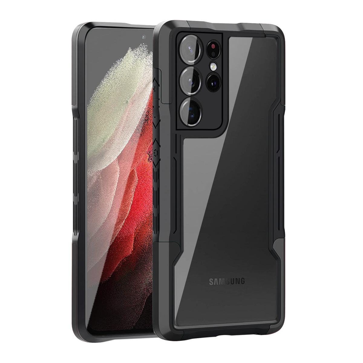 Shockproof Excellent Grip with Silky Feeling for Samsung Galaxy S21 Ultra In Black - Shockproof & Reliable | CELL DEMAND Official