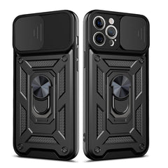 IPHONE 12 PRO Compatible Kickstand Ring Holder with Slide Camera Cover TPU Shockproof Case and Magnetic Car Mount for APPLE IPHONE 12 PRO MAX In Black - Ultra-Slim Protection by CELL DEMAND