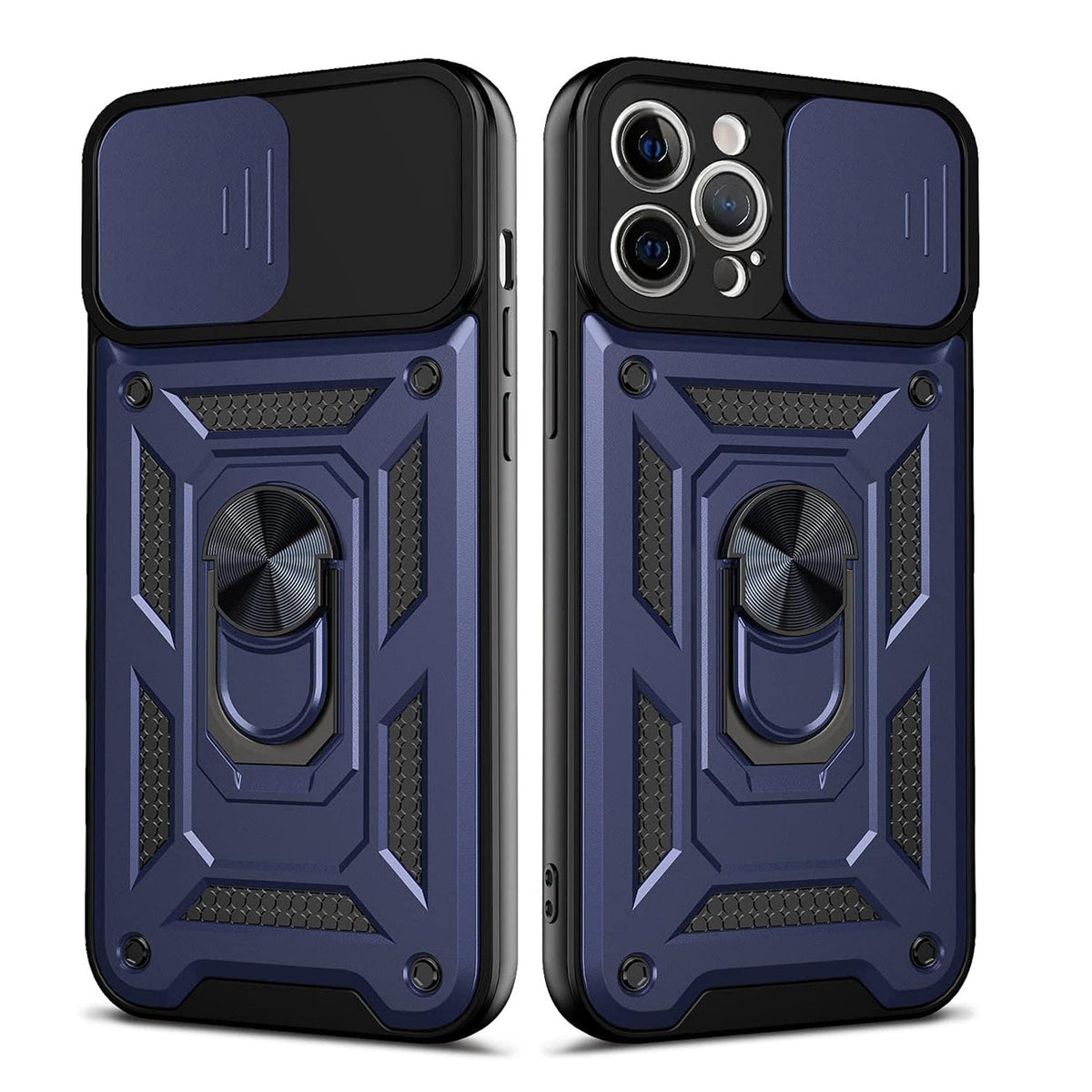 IPHONE 12 PRO Compatible Kickstand Ring Holder with Slide Camera Cover TPU Shockproof Case and Magnetic Car Mount for APPLE IPHONE 12 PRO MAX In Blue - Ultra-Slim Protection by CELL DEMAND