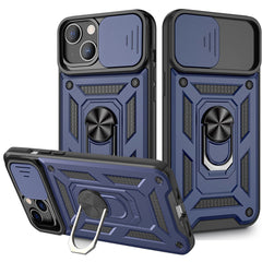 IPHONE 13  Compatible Kickstand Ring Holder with Slide Camera Cover TPU Magnetic Car Mount for APPLE IPHONE 13 In Blue - Ultra-Slim Protection by CELL DEMAND
