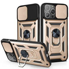 IPHONE 13  Compatible Kickstand Ring Holder with Slide Camera Cover TPU Magnetic Car Mount for APPLE IPHONE 13  PRO In Gold - Premium Protection by CELL DEMAND