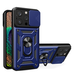 IPHONE 14 PRO Compatible Kickstand Ring Holder with Slide Camera Cover TPU Magnetic Car Mount for APPLE IPHONE 14 PRO In Blue - Premium Protection by CELL DEMAND