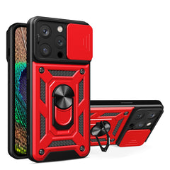 IPHONE 14 PRO Compatible Kickstand Ring Holder with Slide Camera Cover TPU Magnetic Car Mount for APPLE IPHONE 14 PRO In Red - Heavy Duty Protection by CELL DEMAND
