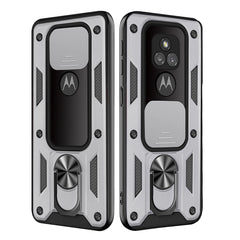 Kickstand Ring Holder with Slide Camera Cover TPU Shockproof Case and Magnetic Car Mount for MOTOROLA G PLAY In Silver In Silver - Ultra-Slim & Reliable | CELL DEMAND Official