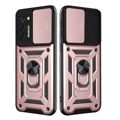 Kickstand Ring Holder with Slide Camera Cover TPU Shockproof Case and Magnetic Car Mount for MOTOROLA G STYLUS In Rose Gold - Crystal Clear & Reliable | CELL DEMAND Official
