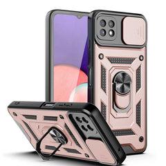 Kickstand Ring Holder with Slide Camera Cover TPU Magnetic Car Mount for GALAXY A22 5G In Rose gold - Premium & Reliable | CELL DEMAND Official