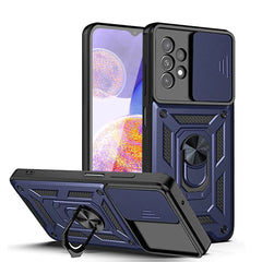 Kickstand Ring Holder with Slide Camera Cover TPU Shockproof Case and Magnetic Car Mount for SAMSUNG GALAXY A23 In Blue - Durable & Reliable | CELL DEMAND Official